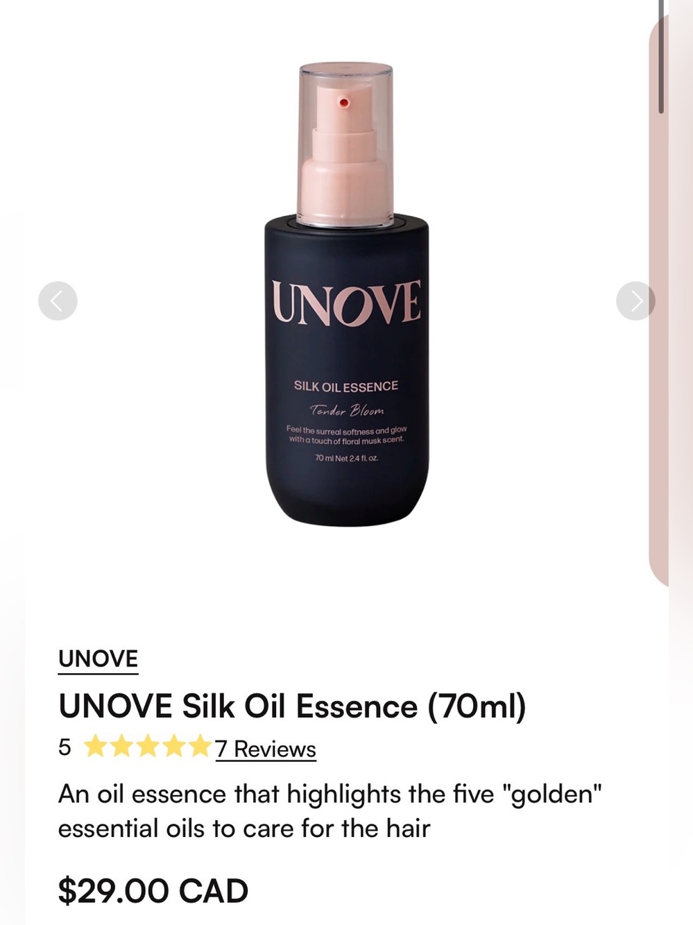UNOVE Silk Oil Essence (70ml) - Tender Bloom